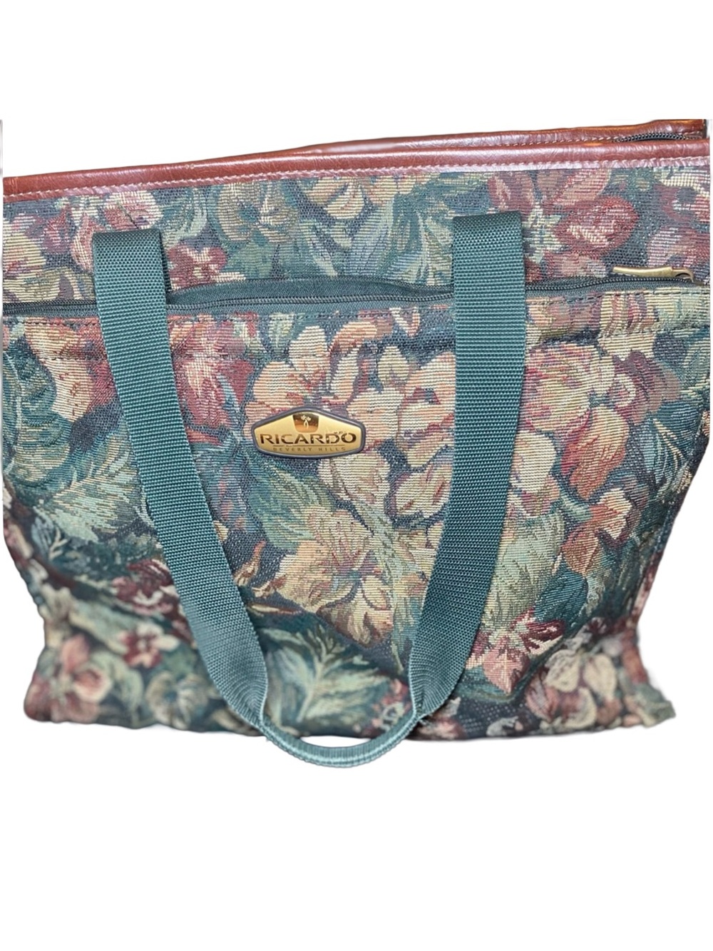 Ricardo Beverly Hills Vintage Floral Tote Tapestry, Carry Travel Overnight Bag‎ - Picture 2 of 6